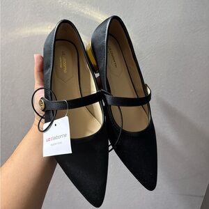 Liz Claiborne Black Flats with Gold Heel